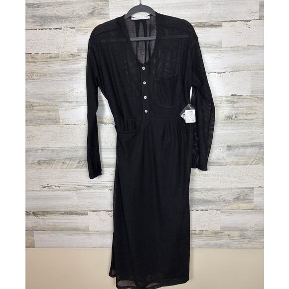 Free People Beach womens medium black full length beach cover up new fishnet - Picture 1 of 5